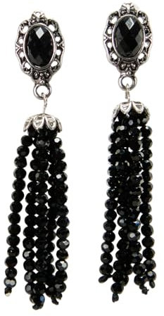 Alpenflüstern Trachten-Perlenstrang Ohrstecker Trachtenstein - Damen-Trachtenschmuck, Trachten-Ohrringe (schwarz) DOR067