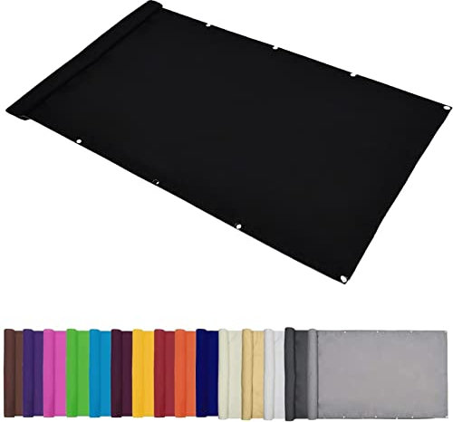 Toldo impermeable para exteriores, 1 x 2 m, resistente a los rayos UV, con cuerda de cierre, ideal para patio, césped, piscina, color negro