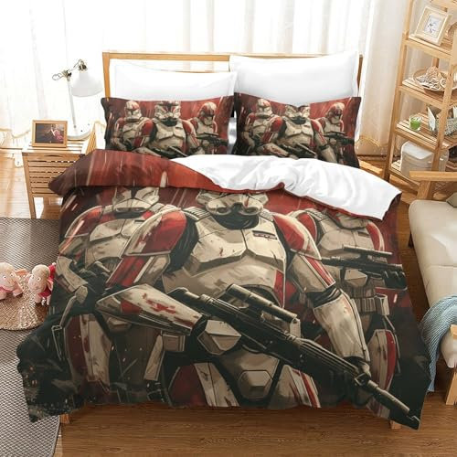 GAOYUCHUN Star Wars Bettbezug Bettwäsche Kinderbettwäsche Reißverschluss Mit Kissenbezügen Betten Set Für Jugendliche Kinder Schlafzimmer King(220x240cm)