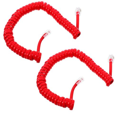 DOITOOL 2 Pezzi Cavo Telefonico a Molla Per Telefono Fisso Corda Telecomando Resistente Moderata Audio e Stabile Design Avvolgente Anti-groviglio Rosso