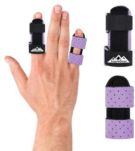 supregear Fingerschienen, 2 Stück Verstellbare Fingerstütze, Bequemer Finger Stabilisator für Gebrochene, Verstauchte, Arthritis, Sehnenentzündung und Geschwollene Finger, Hellviolett