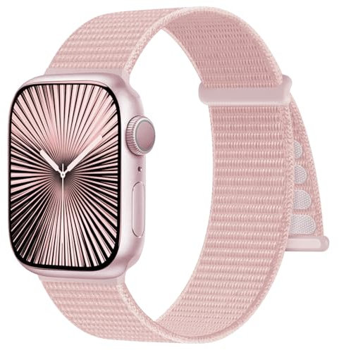Ynitec Nylon Cinturino Sport Compatibile con Cinturino Apple Watch 46mm 44mm 45mm 42mm 49mm, Cinturino Intrecciato Morbido e Traspirante per iWatch Series 10 9 8 7 6 5 4 3 2 1 SE Ultra, Rosa