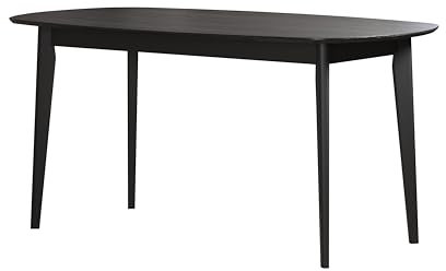 trendteam smart living - Ronin - Esstisch - Schwarz/Schwarz lackiert - ovaler Wohnzimmertisch mit Füßen aus Massivholz - (BxHxT) 160 x 77 x 90 cm - Platz für bis zu 8 Personen