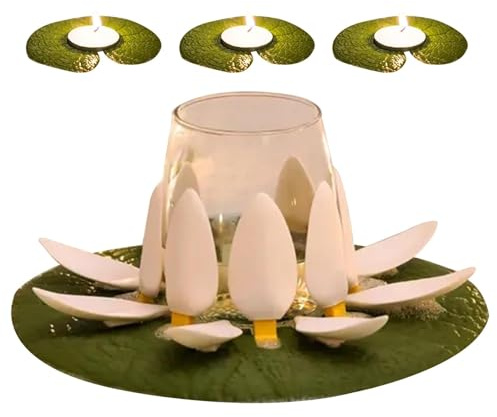 Badezimmer Weinglas Seerosenständer, Elegantes schwimmendes Weinglashalter-Set 3 Kerzenhaltern, ideale romantische Dekoration für Badezeit