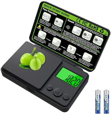 Bilancia Tascabile 500g/0,01g,Portatile Bilance per Gioielli,Bilancia di Precisione,Bilancia da Cucina,con Display LCD Retroilluminato e 7 Unità,Funzione Tara,per Alimenti,Gioielli,Caffè