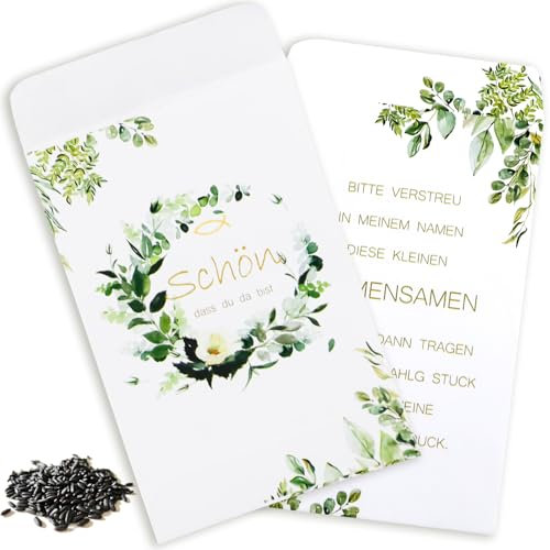 100 Stück Samentütchen, Samentüten Gastgeschenke,Blumensamen Geschenktüten, Blumensamen Tütchen,Samen Tasche mit Eukalyptusmuster für Gastgeschenke Hochzeit Kommunion Taufe