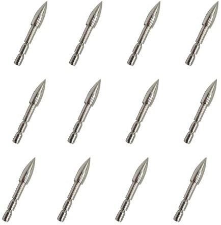 KURUGEILI 12 Stück Bogenschießen Feldpunkte 80/100/120 Korn Edelstahl Praxis Pfeilspitzen Einsetzpunkte Bogenschießen Kugelpunkte für ID 4,2 mm Pfeilwelle