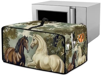 Wanyint Toaster Backofen Abdeckhaube Größe S (47 cm Breite) - Dekostoff für Mini-Backöfen, stilvolles Heimküchenzubehör, Pferd Vintage