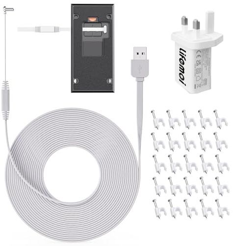 Upgraded，Power Adapter and 24.9ft/7.6m Type-C Power Charging Cable for Ring Battery Doorbell(2024 Release)，Ultra-Thin Charging Cable Design, only 0.02 inches Thick，No Need to Remove The Bracket