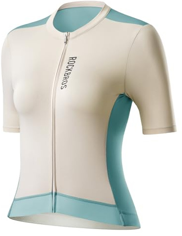 ROCKBROS Damen Fahrradtrikot Kurzarm Sommer Atmungsaktiv mit 3 Taschen | Radtrikot, Radsportshirt, Top Shirt, für Frauen Radfahren Rennrad, XS, Grün