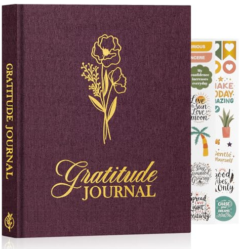 Lanpn Dankbarkeitstagebuch für Frauen Männer, 4 Monate Dankbarkeit Achtsamkeit Tagebuch, 5 Minuten Dankbarkeitsbuch 20x23cm, Daily Gratitude Selbstliebe Journal Buch, Lila, Englisch