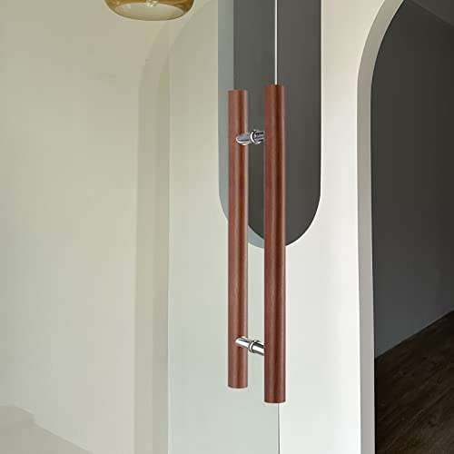 KHLMSRXJ Poignée de Porte de Grange Moderne en Bois, Ronde, Double Face, 99 cm, Brun rougeâtre, pour Portes vitrées de Bureau/d'entrée, 100 cm