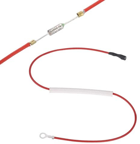 sourcing map Universal Rice Cooker Temperature Fuse, 229°C 10A 250V Metal Thermal Fuse with Terminal and Ring Terminal Fiberglass Sleeving for Electric Pressure Cooker Repair Part
