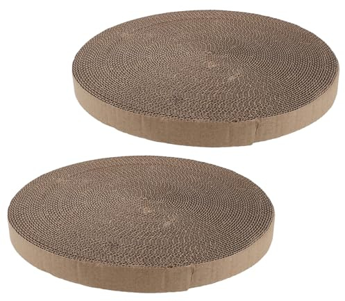 UTHCLO 2 Stück Runde Katzenkratzmatte aus Hochdichter Wellpappe Ersatz-Pads für Katzenkratzbett Komfortable Kratz Liegefläche Einfach Austauschbar Schutz für Möbel Passend für