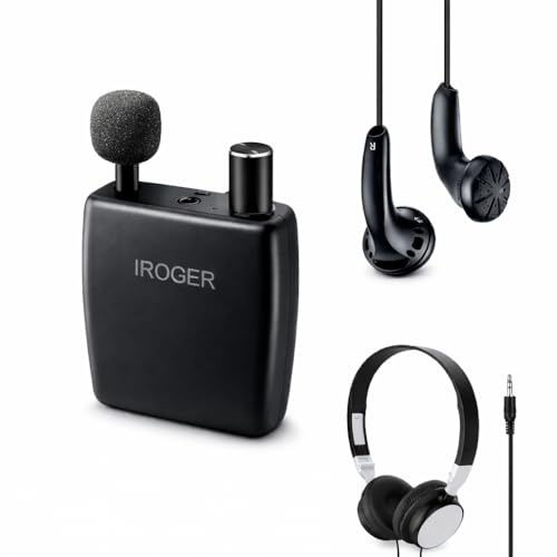 IROGER Amplificateur auditif pour personnes âgées, amplificateur de son personnel, gain automatique intelligent, microphone directionnel, rechargeable avec batterie de 120 heures, casque et écouteurs