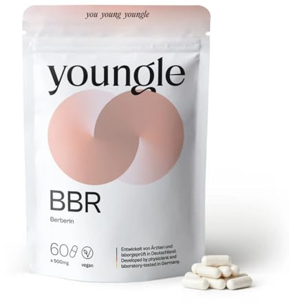 Youngle Berberin Kapseln Hochdosiert - Berberin 1000mg zum Abnehmen pro Tagesdosis - Unterstützt metabolische Gesundheit - Hochreine Qualität, Geprüft in Deutschland - 60 Kapseln