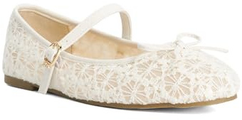 Dune London Ladies HUCKY Lace Mary-Janes Size UK 8 Ballet Pumps Cream