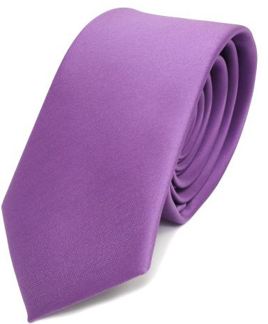 TigerTie Herren Krawatte 6 cm schmale Satin Tie in lila flieder einfarbig uni Business, festliche Veranstaltungen und Freizeit
