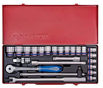 KING TONY 4526MR04 Coffret de Douilles Métriques et Accessoires, Set de 24, 1/2