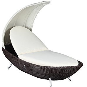 Strandkorbwerk Liegeinsel Crescent Single Mocha Duo Sonnenliege Garten Terrasse Wintergarten