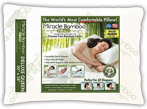 Ontel Miracle Bamboo Pillow Original Oreiller en Mousse à mémoire de Forme déchiquetée – Queen Queen Blanc