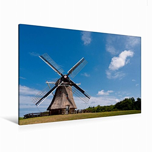 Premium Textil-Leinwand 120 x 80 cm Quer-Format Windmühle in der Nähe von Nes | Wandbild, HD-Bild auf Keilrahmen, Fertigbild auf hochwertigem Vlies, Leinwanddruck von Michael Bücker