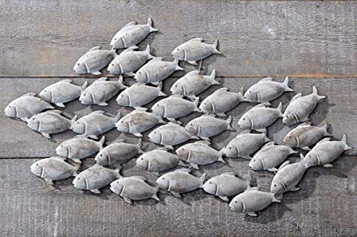 B&B Wandbild Fischschwarm aus Eisen in Grau 97 x 54 cm Fische Bild