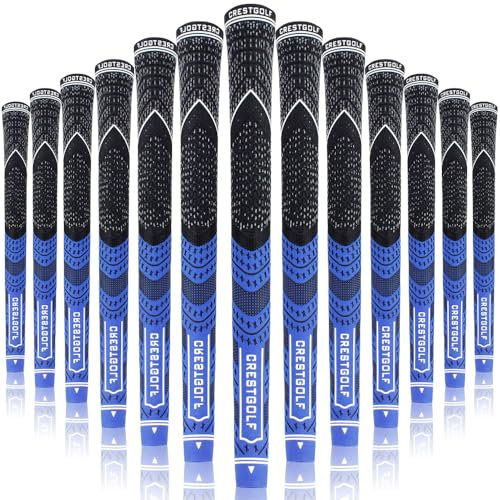 Kofull - Manopole da Golf in Filo di Carbonio e Gomma, Midsize, per Legni e Ferri da Golf, Confezione da 13 (Blu Scuro)