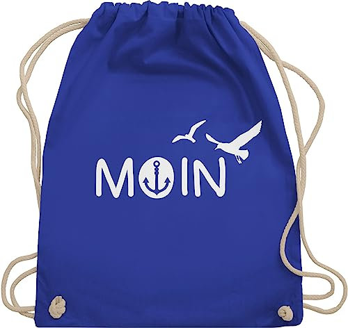 Turnbeutel Rucksack - Sprüche Statement - Moin Moin Hamburg Maritime Nordsee Geschenk - Unisize - Royalblau - beutel seemann mit aufschrift boot stoffrucksack maritimer statements möwe stoffbeutel