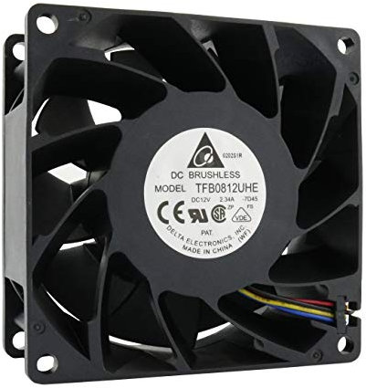Delta Electronics TFB0812UHE Lüfter 80 mm 80 x 80 x 38 cm 12 V 2,34 A 8 cm 4 Drähte +/-/S/C