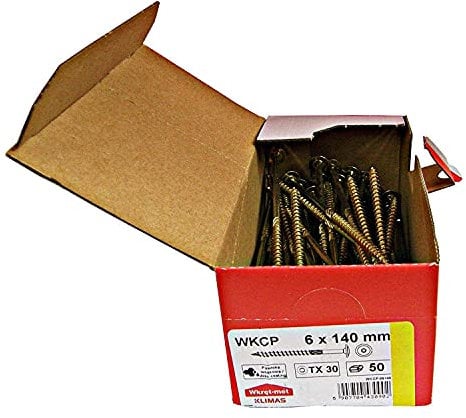 KLIMAS 50 Stück Holzbauschrauben TX30 alle Größen Tellerkopf Torx (6 x 140 mm)