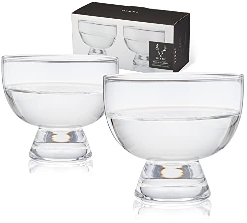 Viski Juego de 2 vasos de mezcal de cristal de alta calidad, vasos de cóctel de mezcal sin tallo, juego de regalo de vasos de licor, 8 onzas