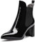 Castamere Donna Polacchine Tacco a Blocco Stivali Chelsea 7.5CM Medio Tacco Pelle Verniciata Nero Scarpe EU 38.5