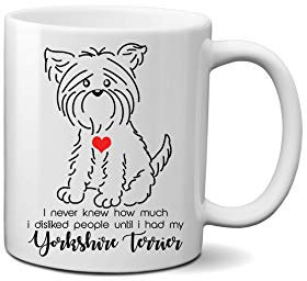 SmartyPants I Never Knew How Much I Disliked People Until I Had My Dog (Breed) Mug - Ceramic Hot Cold Drinks Tea Coffee Cup (Yorkshire Terrier)