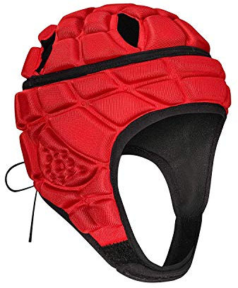 DGYAO Rugby-Kopfschutz, Schutzkopfbedeckung für Kinder, Jungen, gepolsterte Ausrüstung, Helm für Kopfschutz, Rot, YM