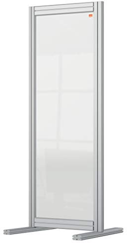 Nobo durchsichtige Schreibtisch-Trennwand aus Acryl, Freistehende Schutztrennwand, Hygieneschutz, Premium Plus, 400x1000 mm, 1915494