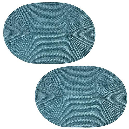 Platzset 2er Set Petrol oval ca. 45x30 cm Platzdeckchen Tischset geflochtene Optik