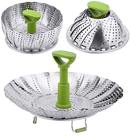 Latauar Vegetable Steamer Basket - Stainless Steel Collapsible Steamer Insert, Adjustable Sizes to Fit Various Pots (13cm to 24cm)