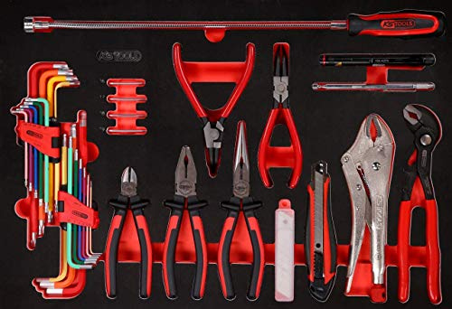 KS Tools 811.0045 Zangen- / und Winkelstiftschlüssel-Satz in Schaumstoffeinlage, 45-tlg