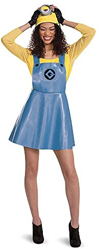Disguise Kostüm für Damen, offizielles Minions-Stuart-Outfit mit Rock, Brille und Hut, Blau, XL (18-20)