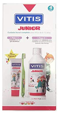 VITIS Junior Cuidado Completo: Colutorio + Cepillo Dental Suave + Gel Dentífrico