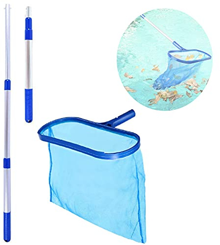 GJXJY Pool Kescher, Feiner Skimmer Netz Feinmaschig Laubkescher mit Teleskopstange Schwimmbad Flach Kescher Geeignet für Spas, Whirlpool Swimming Pool