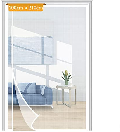 Yotache Side Opening Fly Screens for Doors 100 x 210 cm, Reinforced Polyester Magnetic Screen Door, Prevent Small Pets from Scratching, White