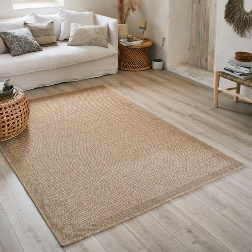 Tapis Nature, Tapis Naturel Boheme, Tapis Aspect Jute, Tapis Salon, Chambre, Couloirs, Tapis Extérieur, Couleur Naturelle (50x80 cm, 8751 Beige)