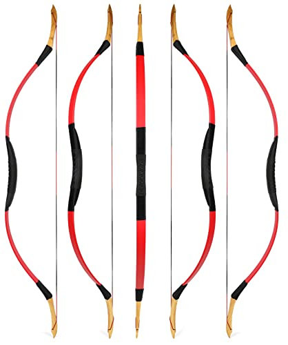 wolfman Traditioneller Recurvebogen Langbogen Sportbogen Bogenschießen Jagdbogen handgefertigter Holzbogen asiatischer mongolischer Bogen für Erwachsene Teenager Linkshänder Rechtshänder (E, 30Lbs)