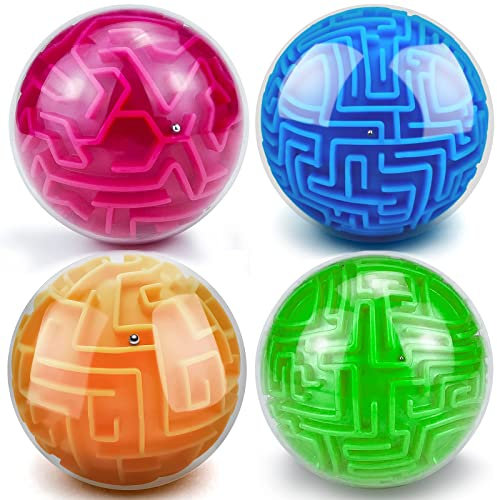 YongnKids Labyrinth Kugel für Kinder 4 Pcs Set Challenge Brain Mind Games, 3D Puzzle Labyrinth Ball Spiele für Kinder und Erwachsene, Geschenk Junge 6-12 Jahre