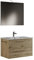 Mama Store ERA 100 ERA 100-Mueble de baño suspendido 100 cm Roble Lavabo, Espejo y lámpara LED, L. 101 x 47, Madera, Quercia Naturale, L. 101 X P. 47 X H. 53 CM