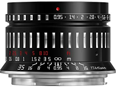 TTArtisan 35mm F0.95 APS-C Objectif d'appareil Photo à Mise au Point Manuelle Super Grande Ouverture Style rétro léger pour Monture Canon RF