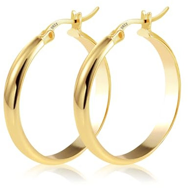 ALEXCRAFT 14K Creolen Gold Groß für Damen Goldener Ohrringe Vergoldet Chunky Gold Hoop Earrings Geschenk für Frauen Freundin Mama Mädchen