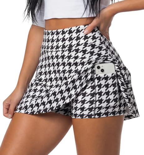 Jupe pour femme avec short intérieur et poche pour téléphone portable - Tissu microfibre doux avec taille haute infroissable